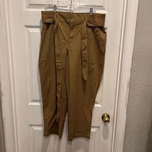 Cabi Discovery Trouser Pants Women’s‎ Size 14 Brown Lyocell Blend Self Belt